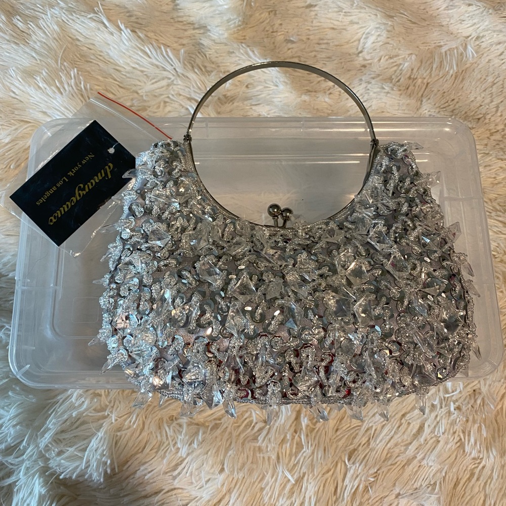 Dangyuvan Silver Sequin Evening Handbag